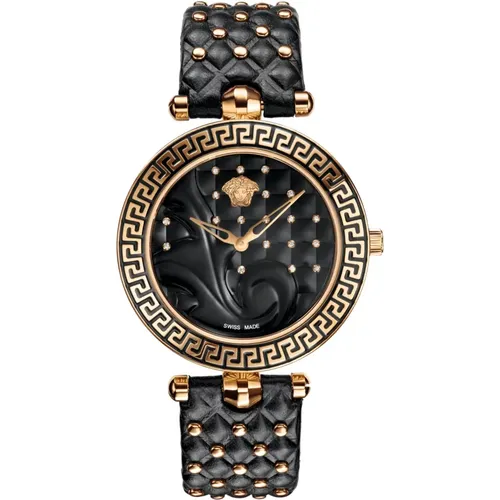 Vanitas Diamond Leather Watch , male, Sizes: ONE SIZE - Versace - Modalova