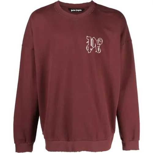 Bordeaux Sweater mit Besticktem Logo - Palm Angels - Modalova