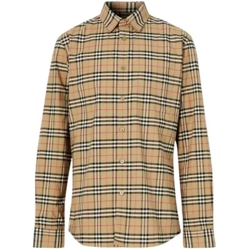 Small Scale Check Stretch Shirt , male, Sizes: XL - Burberry - Modalova