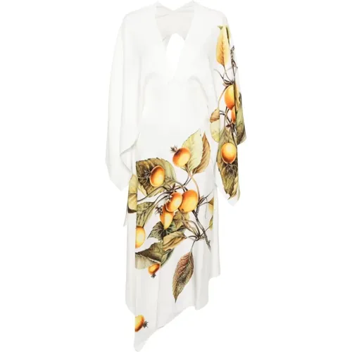 Graphic Print Dress with Plunging V-Neck , female, Sizes: XS, 2XS - Salvatore Ferragamo - Modalova