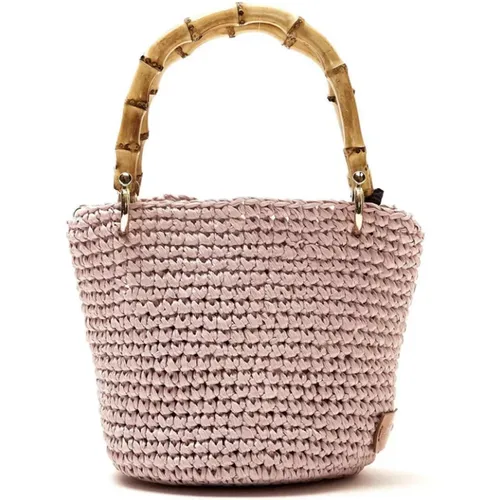 Handmade Raffia Bag with Bamboo Handles , female, Sizes: ONE SIZE - Chica London - Modalova