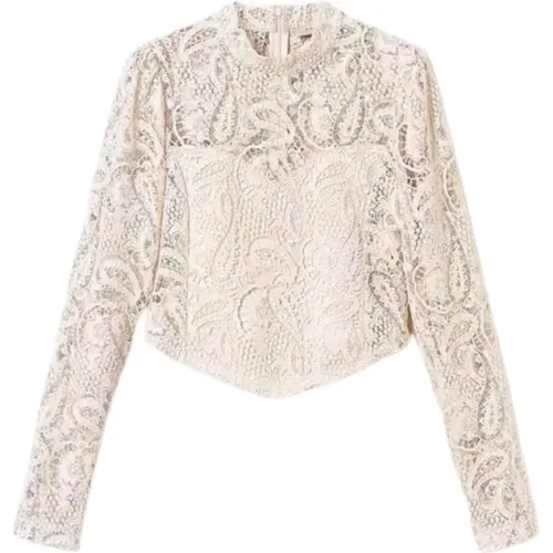 Lace Cropped Shirt , female, Sizes: L, S - Twinset - Modalova