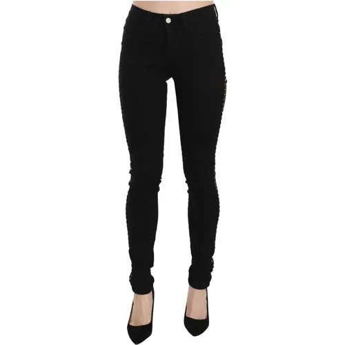 Schwarze verzierte Skinny Jeans mit mittelhoher Taille , Damen, Größe: W26 - Costume National - Modalova