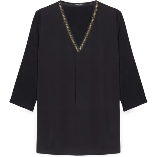 Goldkette V-Ausschnitt T-Shirt , Damen, Größe: XS - Fiorella Rubino - Modalova
