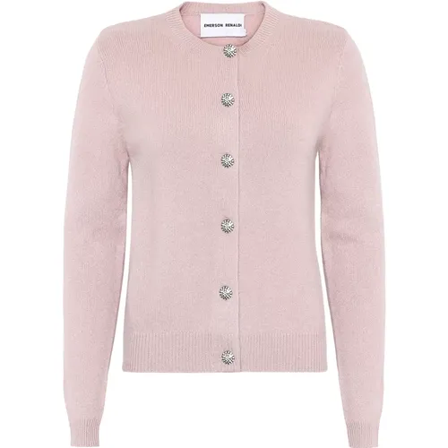 Kaschmir Crew Neck Cardigan Soft Rose , Damen, Größe: L - Emerson Renaldi - Modalova