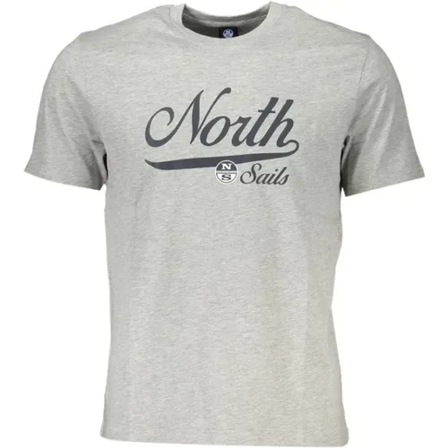 Bedrucktes Logo Rundhals T-Shirt , Herren, Größe: L - North Sails - Modalova