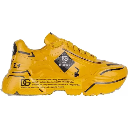 Gelbe Leder High Sole Sneaker , Damen, Größe: 39 EU - Dolce & Gabbana - Modalova