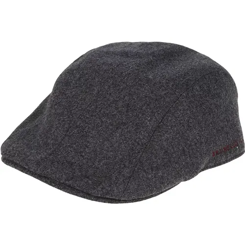 Soft Flannel Flat Cap with Logo , male, Sizes: L - BRUNELLO CUCINELLI - Modalova