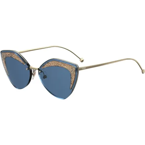 Gold/Blau Sonnenbrille FF 0355/S , Damen, Größe: 66 MM - Fendi - Modalova
