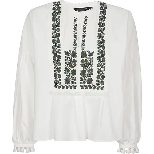 Ethnic Style Cotton and Linen Shirt , female, Sizes: 2XS, S, 4XS, XS - Max Mara Weekend - Modalova