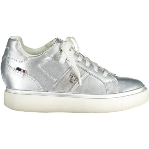 Silberne Freizeitsneaker mit Logodetail - U.S. Polo Assn. - Modalova