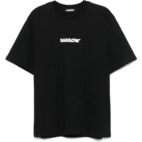 Schwarzes Crew Neck T-shirt Bubble Writing , Herren, Größe: M - BARROW - Modalova