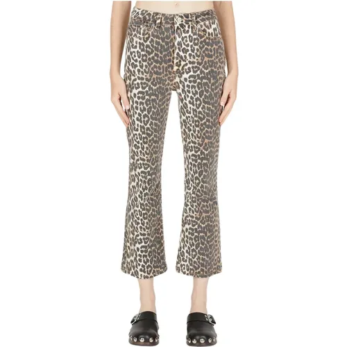 Leopard Print High Rise Jeans Ganni - Ganni - Modalova