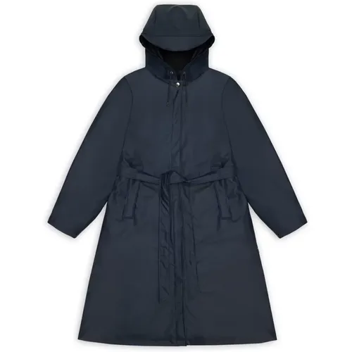 Navy A-Linie Regenjacke , Damen, Größe: L - Rains - Modalova