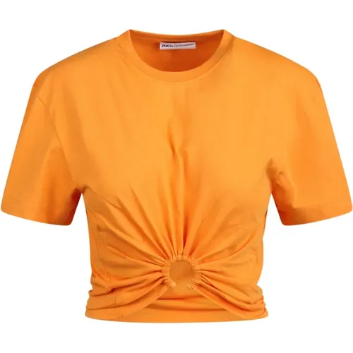 Rabanne Gathered cotton T-shirt , female, Sizes: S, XS - Paco Rabanne - Modalova