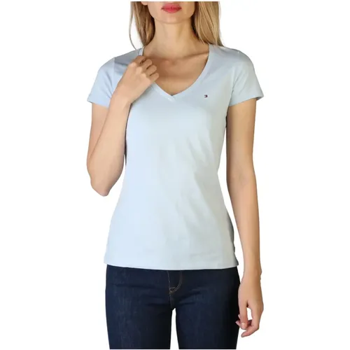 Damen Logo V-Ausschnitt T-Shirt - Tommy Hilfiger - Modalova