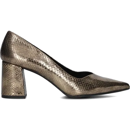 Bronzene Reptilleder Pumps , Damen, Größe: 36 EU - Notre-v - Modalova