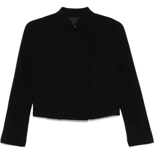 Schwarze Capsule Jackets mit Stehkragen , Damen, Größe: 2XS - Emporio Armani - Modalova