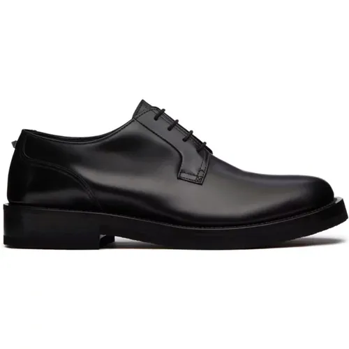 Schwarze Römische Stud Leder Derby Schuhe , Herren, Größe: 40 EU - Valentino Garavani - Modalova