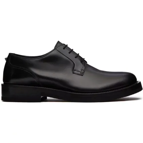 Schwarze Römische Stud Leder Derby Schuhe , Herren, Größe: 45 EU - Valentino Garavani - Modalova