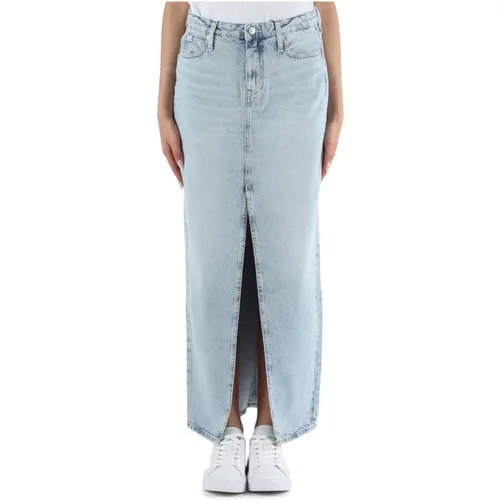 Denim Long Skirt with Front Slit , female, Sizes: W27, W32, W25, W30, W29, W24, W28, W31, W26 - Calvin Klein Jeans - Modalova
