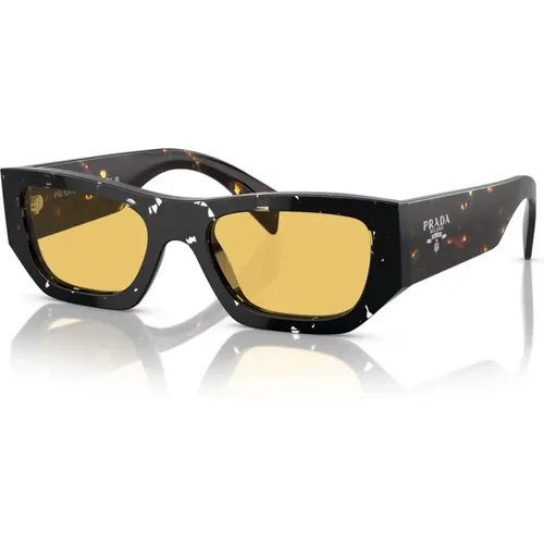 Schwarze Havana/Gelbe Sonnenbrille , unisex, Größe: 53 MM - Prada - Modalova