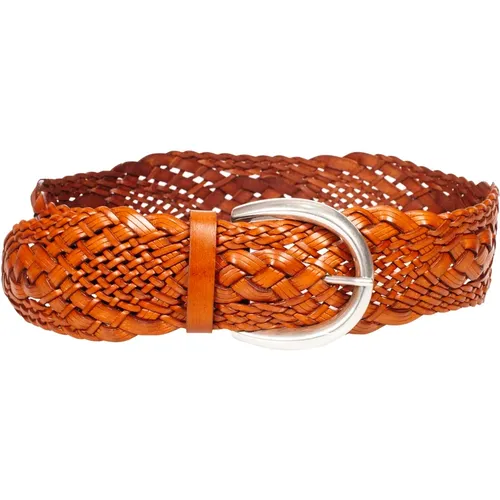 Braided Leather Belt with Metal Buckle , female, Sizes: 90 CM - Orciani - Modalova