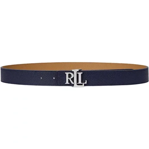 Reversible Leather Belt Navy/Camel , female, Sizes: S, L, M - Ralph Lauren - Modalova