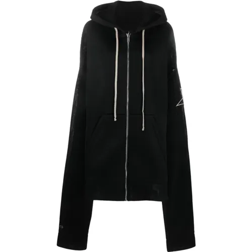 Oversized Zip-Up Hoodie with Embroidered Logo , female, Sizes: M, S - Rick Owens - Modalova