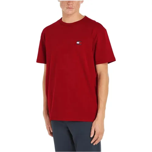 Regenerative Cotton Badge T-Shirt , male, Sizes: L, XL, M - Tommy Jeans - Modalova