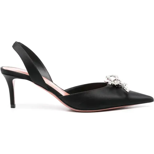 Elegante Slingback Pumps aus Schwarzem Satin - Amina Muaddi - Modalova