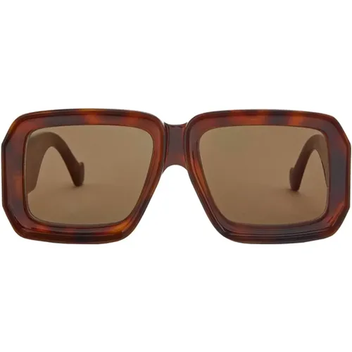 Quadratische Acetat-Sonnenbrille in Braun Schildpatt , Damen, Größe: 56 MM - Loewe - Modalova