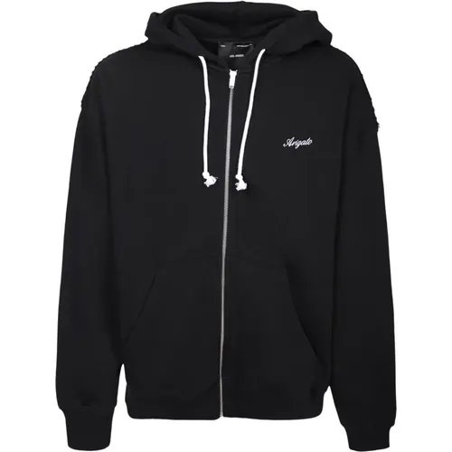 Schwarzer Zip-through Hoodie für Männer , Herren, Größe: L - Axel Arigato - Modalova