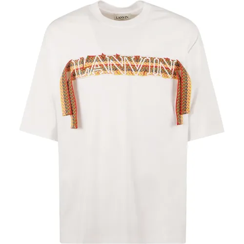 Men's Optic T-Shirt with Embroidered Logo , male, Sizes: L, S, XL, M - Lanvin - Modalova