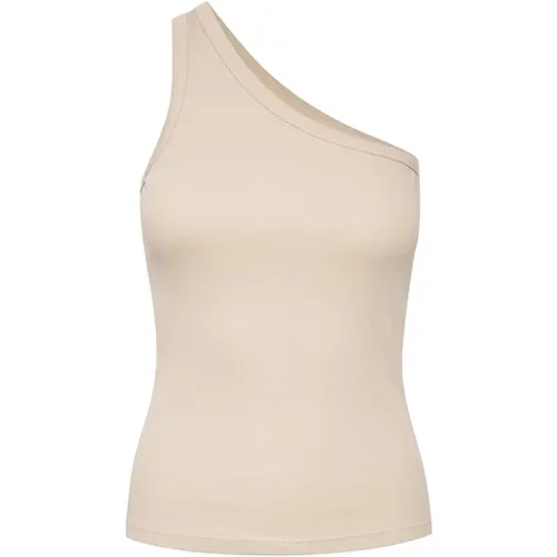 Ribbed One Shoulder Top in Pure Cashmere , female, Sizes: L, S, XL, M - Gestuz - Modalova