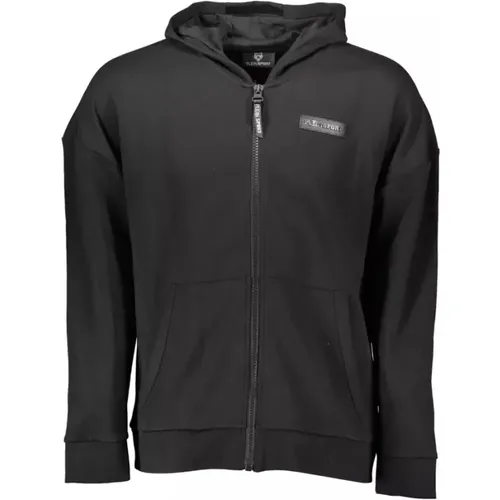 Schwarzer Zip-Hoodie mit Kontrastierenden Akzenten - Plein Sport - Modalova