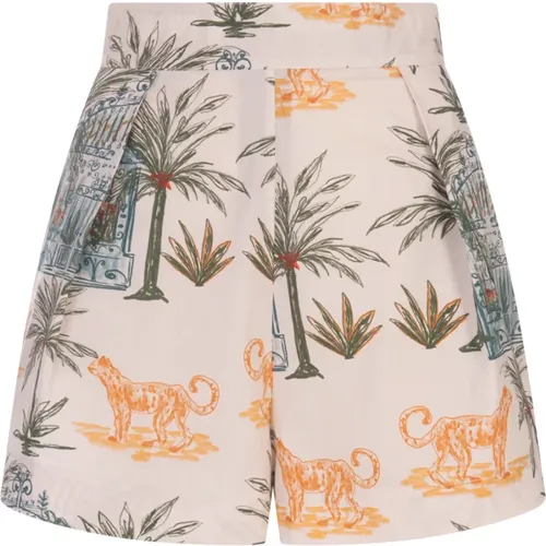 Leopard Print High-Waisted Shorts , Damen, Größe: L - Amotea - Modalova