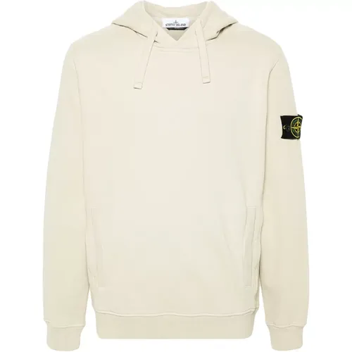 Gebürstete Baumwollfleece-Kapuzenpullover mit Taschen , Herren, Größe: M - Stone Island - Modalova