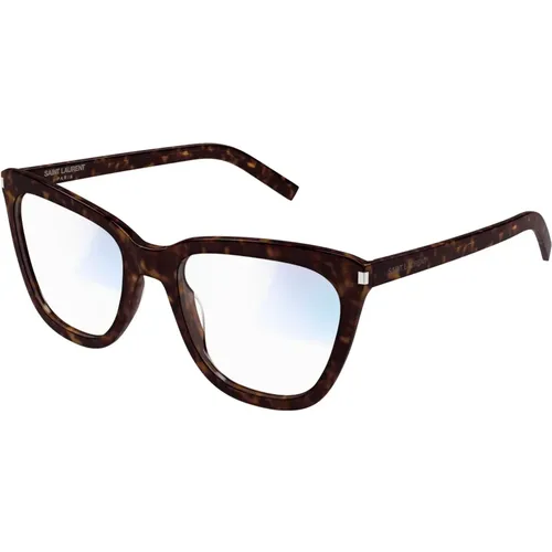 Havana/Blue Slim Sunglasses , female, Sizes: 55 MM - Saint Laurent - Modalova