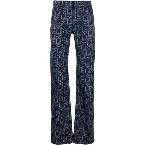 Monogram Swarovski Crystal Jeans , female, Sizes: W26, W28 - Ludovic de Saint Sernin - Modalova