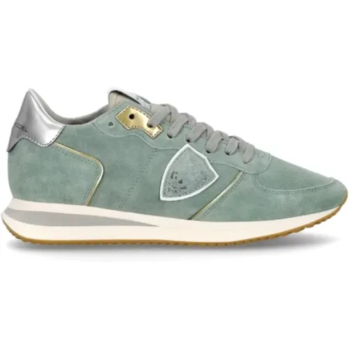 Sportlicher Low-Top-Sneaker in Grün , Damen, Größe: 42 EU - Philippe Model - Modalova