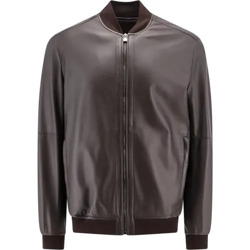 Leather Zip Jacket , male, Sizes: 2XL - Corneliani - Modalova