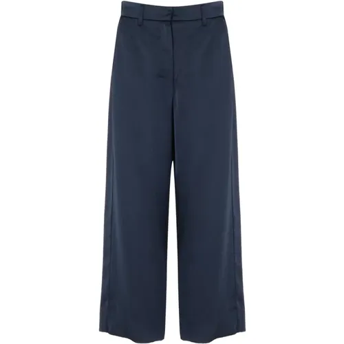 Blaue Monza Weite Hose mit verkürztem Schnitt , Damen, Größe: XL - Max Mara - Modalova