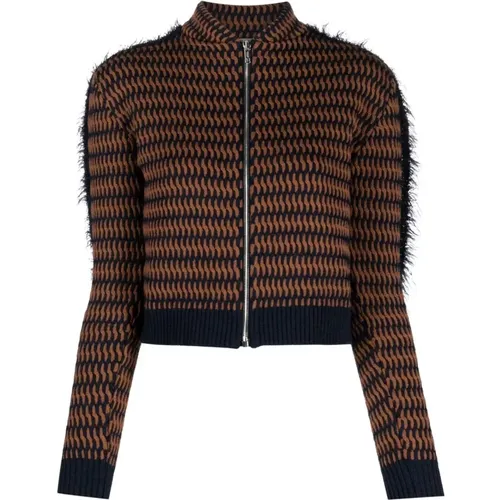 Bomber Cropped Wool Knit Coat , female, Sizes: S, L, M - Durazzi Milano - Modalova
