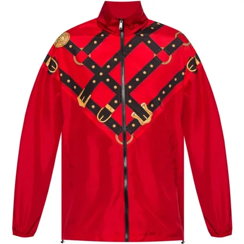Stylische Rote Windbreaker Jacke - Versace - Modalova