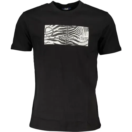 Schwarzes Baumwoll-T-Shirt mit Druck-Logo , Herren, Größe: 3XL - Cavalli Class - Modalova