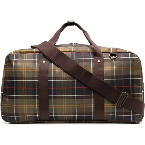 Plaid Green Suitcase with Logo Patch , male, Sizes: ONE SIZE - Barbour - Modalova