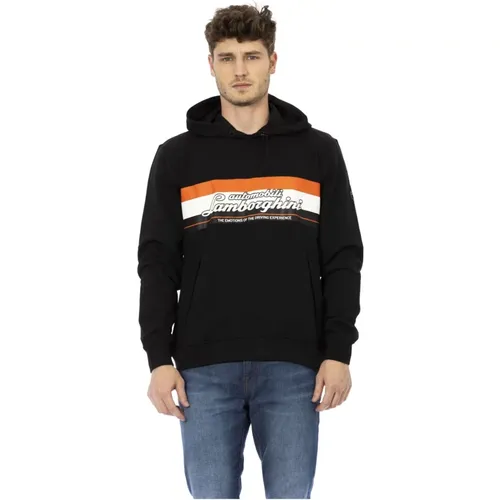 Hoodie mit Frontdruck und Logo-Einsatz - AUTOMOBILI LAMBORGHINI - Modalova