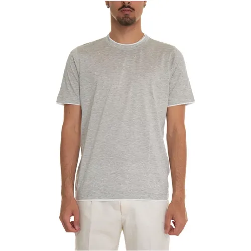 Silk Cotton Contrast T-shirt , male, Sizes: 3XL, L, 2XL, XL - Gran Sasso - Modalova
