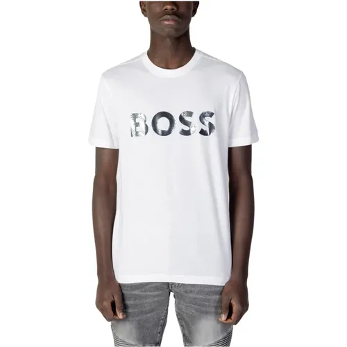 Herren Weißes Print T-Shirt , Herren, Größe: XL - Hugo Boss - Modalova
